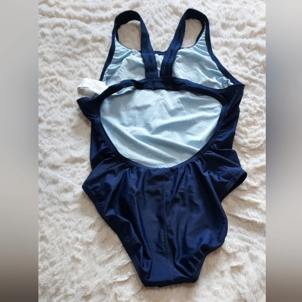 Nike Navy Blue One-Piece Swimwear Athletic Sz-12_7